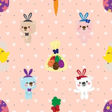 Seamless repeating pattern with cute bears Stock Illustration