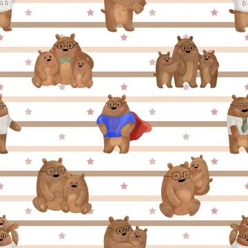 Seamless repeating pattern with cute bears Stock Illustration