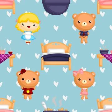 Seamless repeating pattern with cute bears Stock Illustration