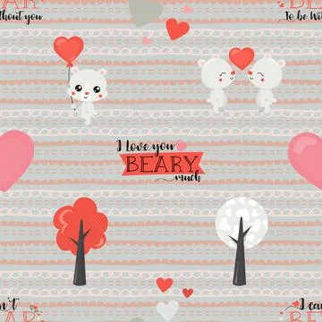 Seamless repeating pattern with cute bears Stock Illustration