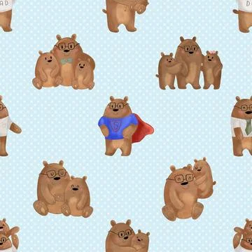 Seamless repeating pattern with cute bears Stock Illustration