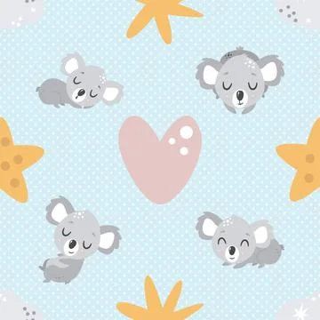 Seamless repeating pattern with cute bears Stock Illustration