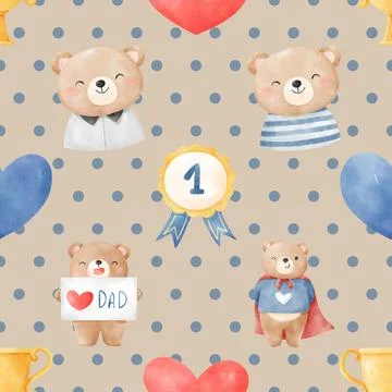 Seamless repeating pattern with cute bears Stock Illustration