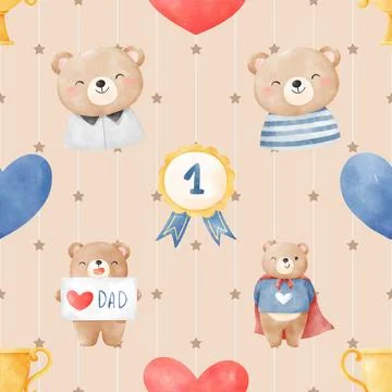 Seamless repeating pattern with cute bears Stock Illustration