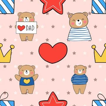 Seamless repeating pattern with cute bears Stock Illustration