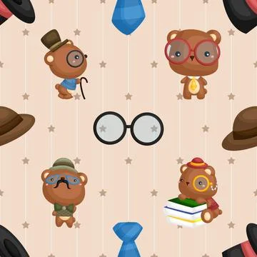 Seamless repeating pattern with cute bears Stock Illustration