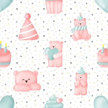 Seamless repeating pattern with cute bears Stock Illustration
