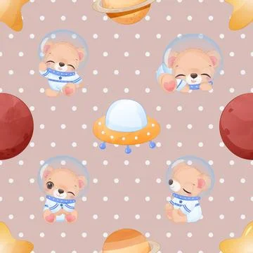 Seamless repeating pattern with cute bears Stock Illustration