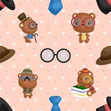 Seamless repeating pattern with cute bears Stock Illustration