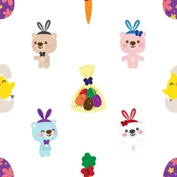 Seamless repeating pattern with cute bears Stock Illustration