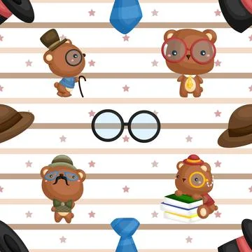 Seamless repeating pattern with cute bears Stock Illustration