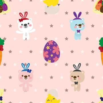 Seamless repeating pattern with cute bears Stock Illustration