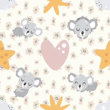 Seamless repeating pattern with cute bears Stock Illustration