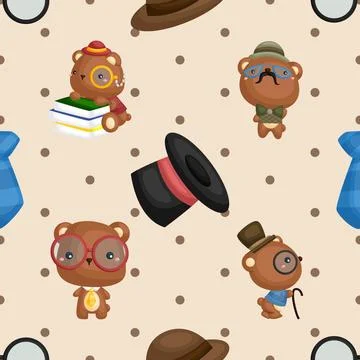 Seamless repeating pattern with cute bears Stock Illustration