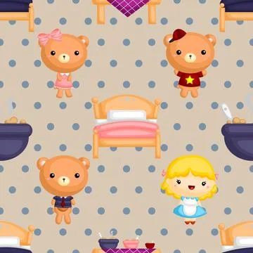 Seamless repeating pattern with cute bears Stock Illustration