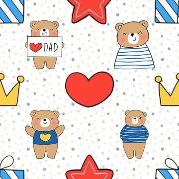 Seamless repeating pattern with cute bears Stock Illustration