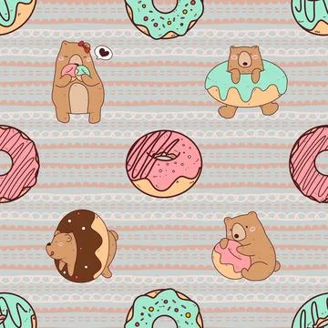 Seamless repeating pattern with cute bears Stock Illustration