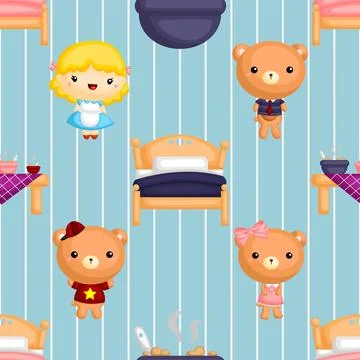 Seamless repeating pattern with cute bears Stock Illustration
