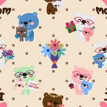Seamless repeating pattern with cute bears Stock Illustration