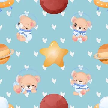 Seamless repeating pattern with cute bears Stock Illustration