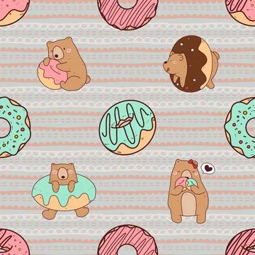 Seamless repeating pattern with cute bears Stock Illustration