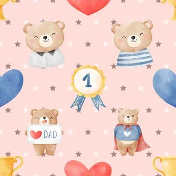 Seamless repeating pattern with cute bears Stock Illustration