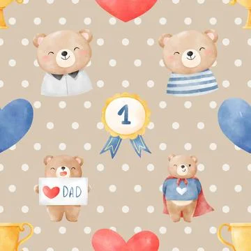 Seamless repeating pattern with cute bears Stock Illustration