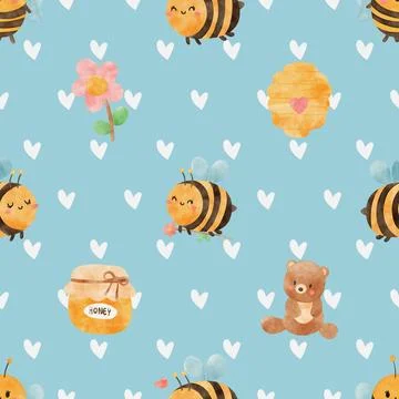 Seamless repeating pattern with cute bears Stock Illustration