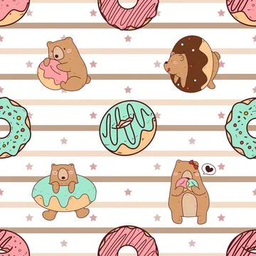 Seamless repeating pattern with cute bears Stock Illustration