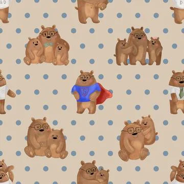 Seamless repeating pattern with cute bears Stock Illustration