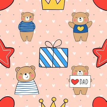 Seamless repeating pattern with cute bears Stock Illustration