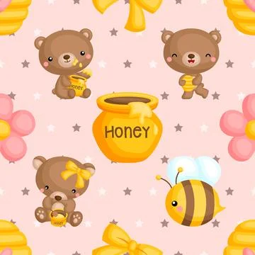 Seamless repeating pattern with cute bears Stock Illustration