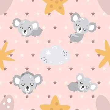 Seamless repeating pattern with cute bears Stock Illustration