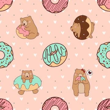 Seamless repeating pattern with cute bears Stock Illustration