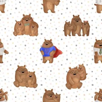 Seamless repeating pattern with cute bears Stock Illustration
