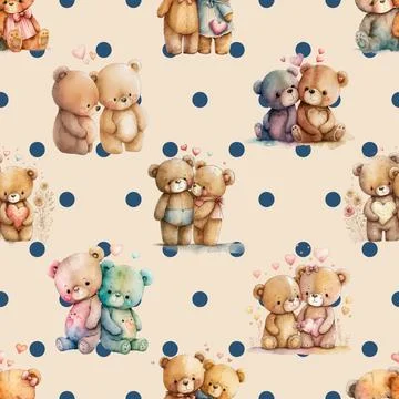 Seamless repeating pattern with cute bears Stock Illustration