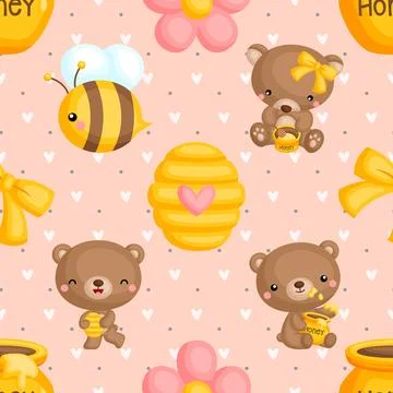 Seamless repeating pattern with cute bears Stock Illustration