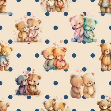 Seamless repeating pattern with cute bears Stock Illustration