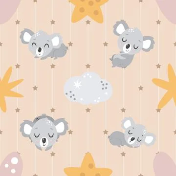 Seamless repeating pattern with cute bears Stock Illustration
