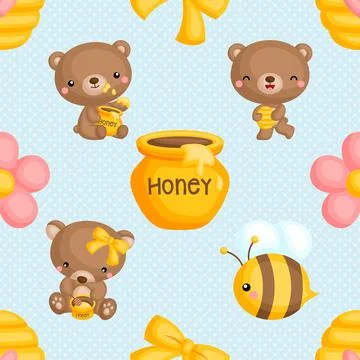 Seamless repeating pattern with cute bears Stock Illustration