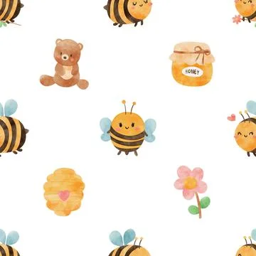 Seamless repeating pattern with cute bears Stock Illustration