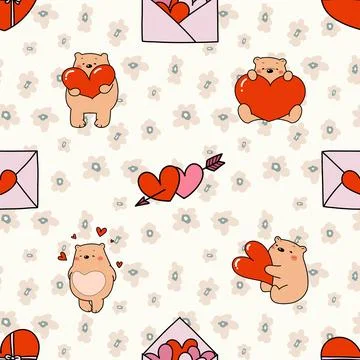 Seamless repeating pattern with cute bears Stock Illustration