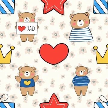 Seamless repeating pattern with cute bears Stock Illustration