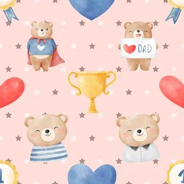 Seamless repeating pattern with cute bears Stock Illustration