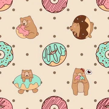 Seamless repeating pattern with cute bears Stock Illustration