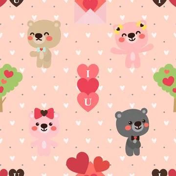Seamless repeating pattern with cute bears Stock Illustration
