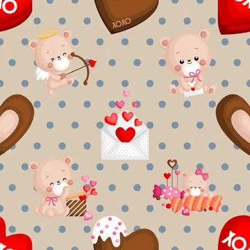 Seamless repeating pattern with cute bears Illustrazione stock