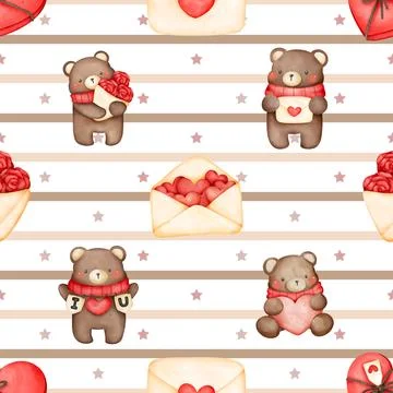 Seamless repeating pattern with cute bears Illustrazione stock