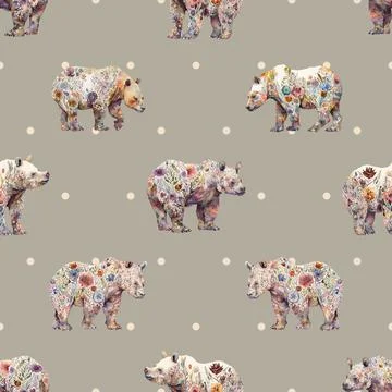 Seamless repeating pattern with cute bears Stock Illustration
