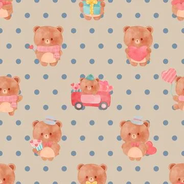 Seamless repeating pattern with cute bears Stock Illustration